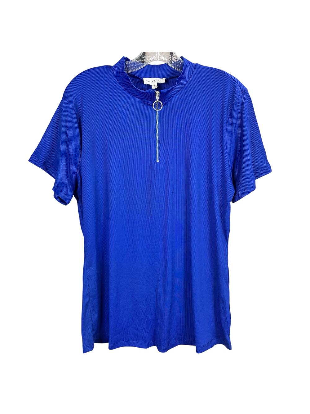 Love J Short Sleeve Blue Rib Knit Top 2X NWT